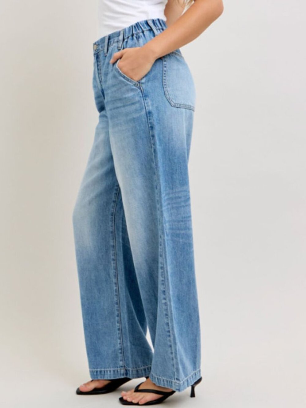 Judy Blue High Waist Featherweight Baggy Elasticated Waistband - Picture 2 of 5